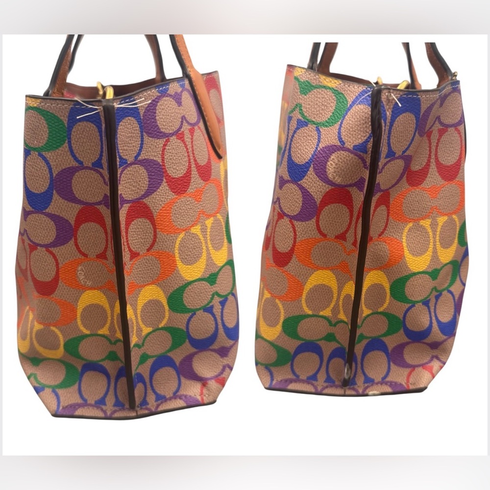 Coach Willow Pride Monogram Coated Canvas Rainbow Signature C Tote Crossbody - Picture 2 of 11